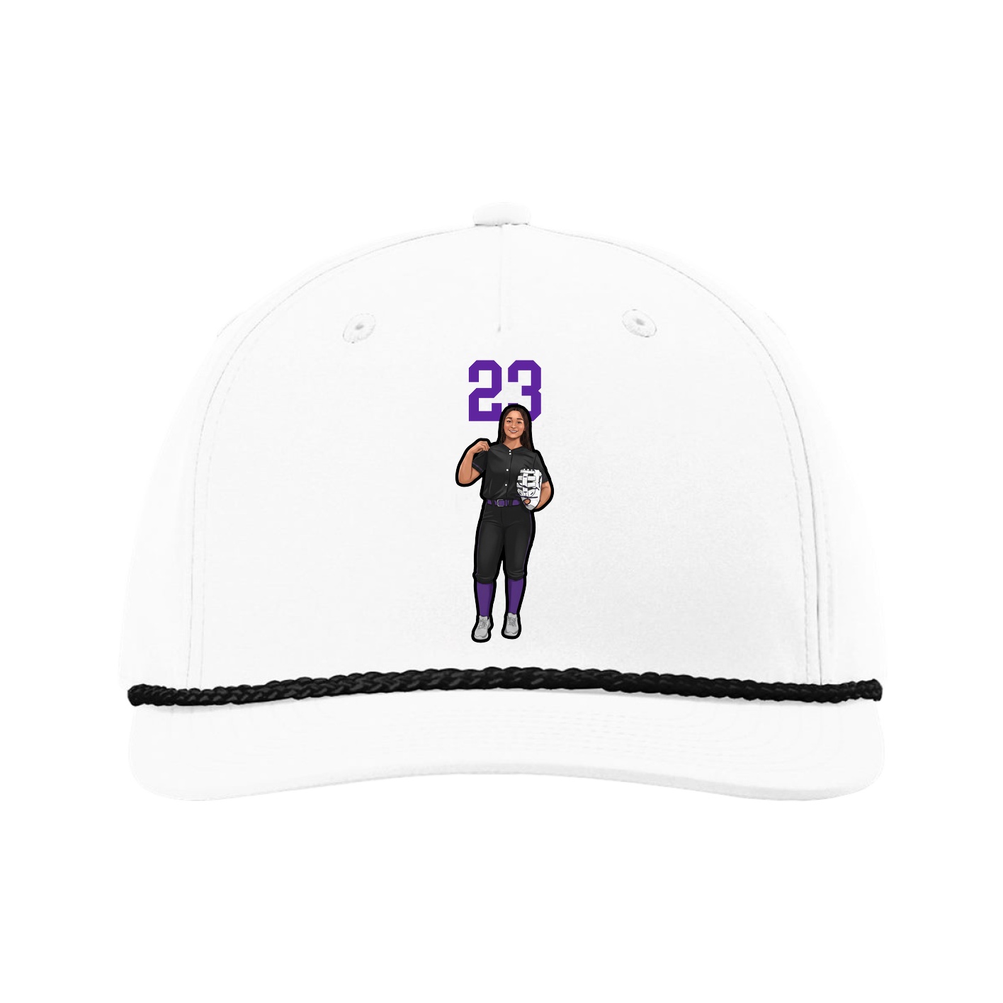 Five-Panel Classic Rope Cap — Number Top in White