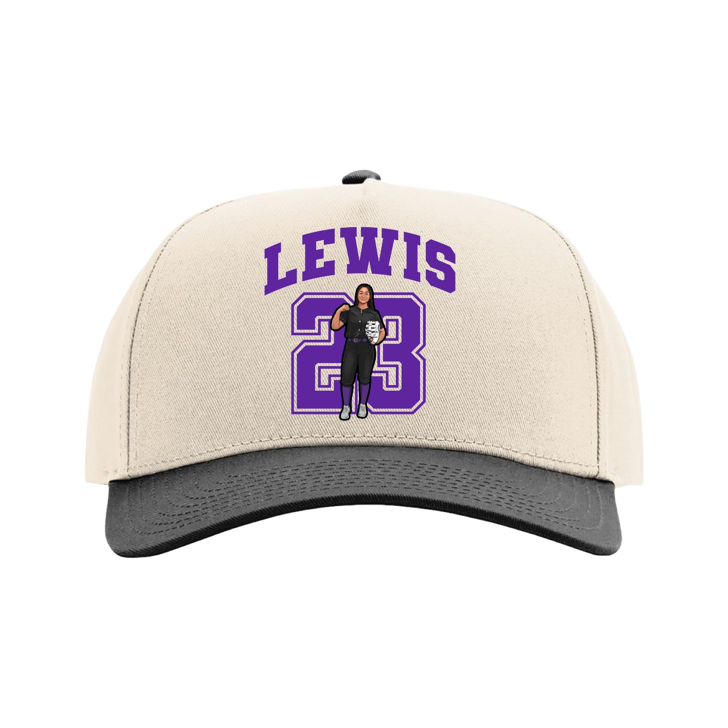 Full Fabric Five-Panel Champ Cap — Number in Cream/Black