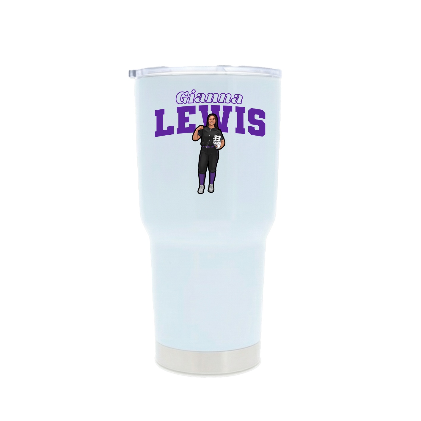 30oz Stainless Steel Tumbler — Name Arch in White