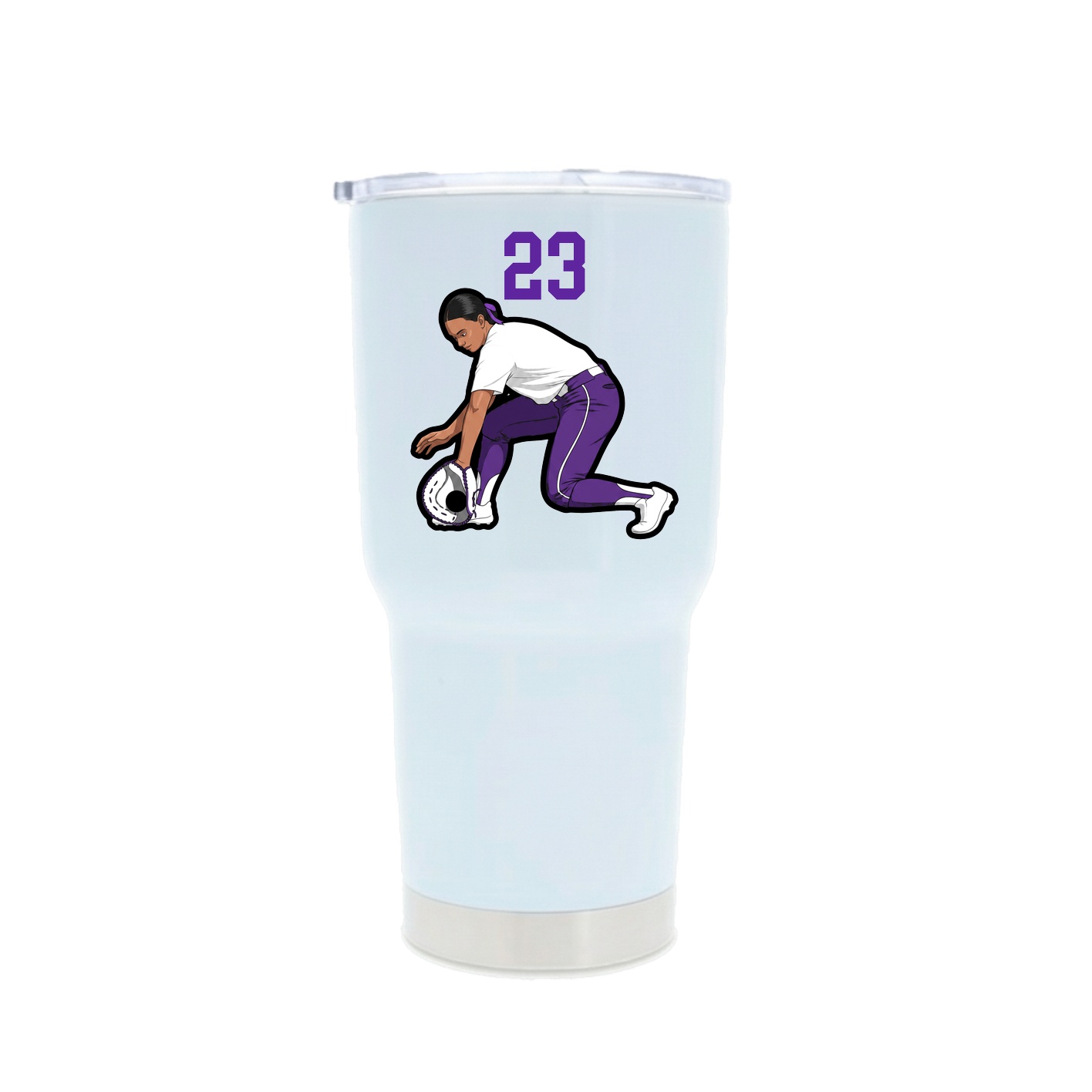 30oz Stainless Steel Tumbler — Number Top in White