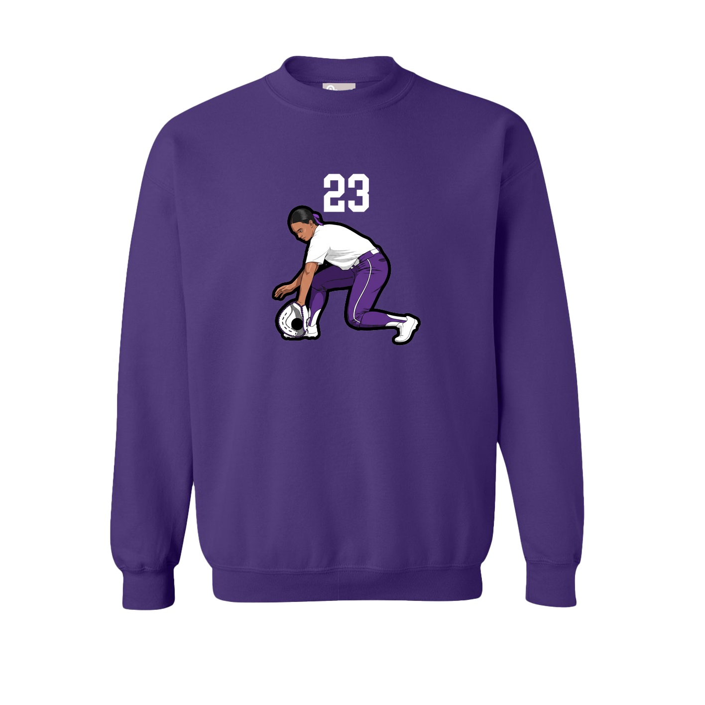 Fleece Crew — Number Top in Purple