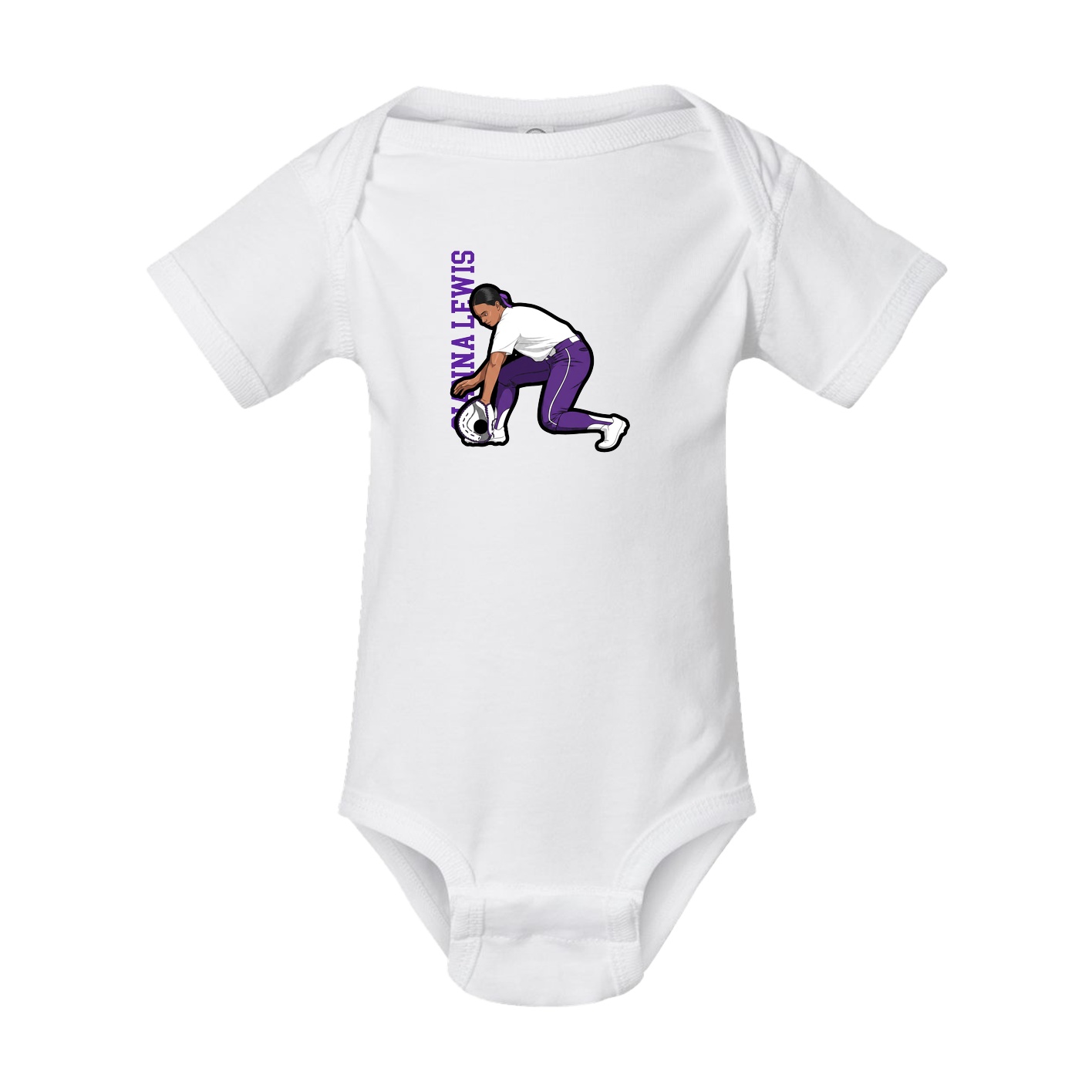 Baby Onesie — Name Vertical in White
