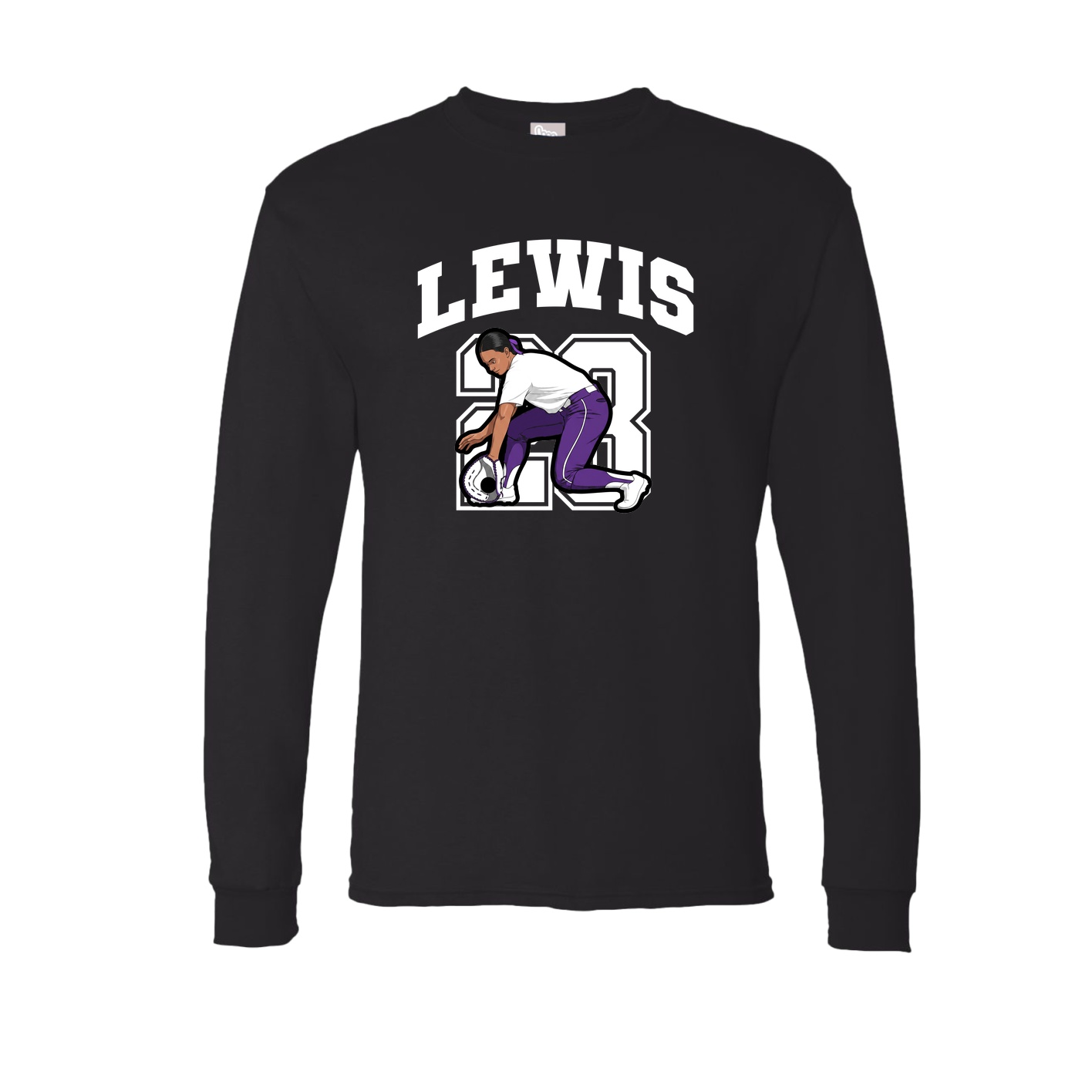 Long Sleeve Tee — Number in Black