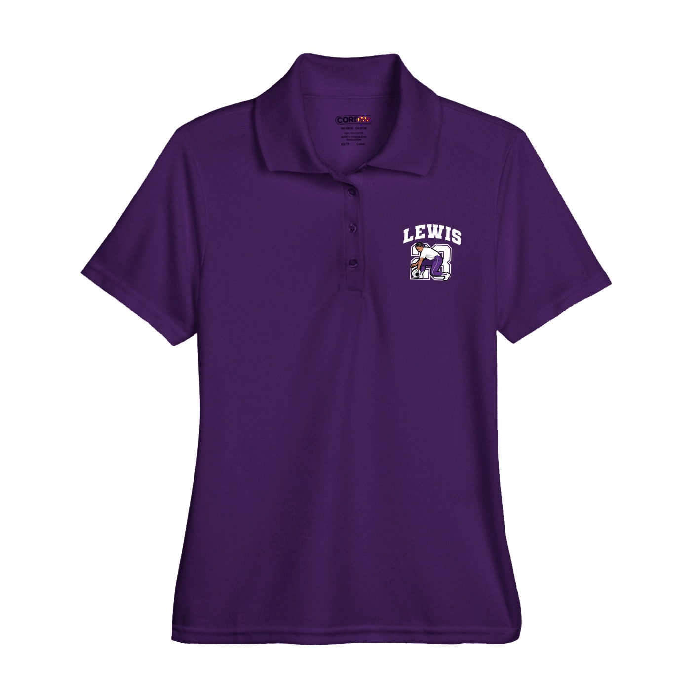 Womens Performance Polo — Number in Purple