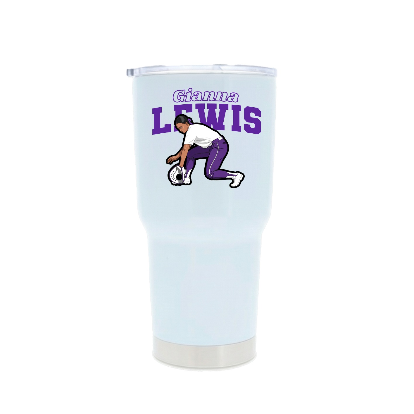30oz Stainless Steel Tumbler — Name Arch in White