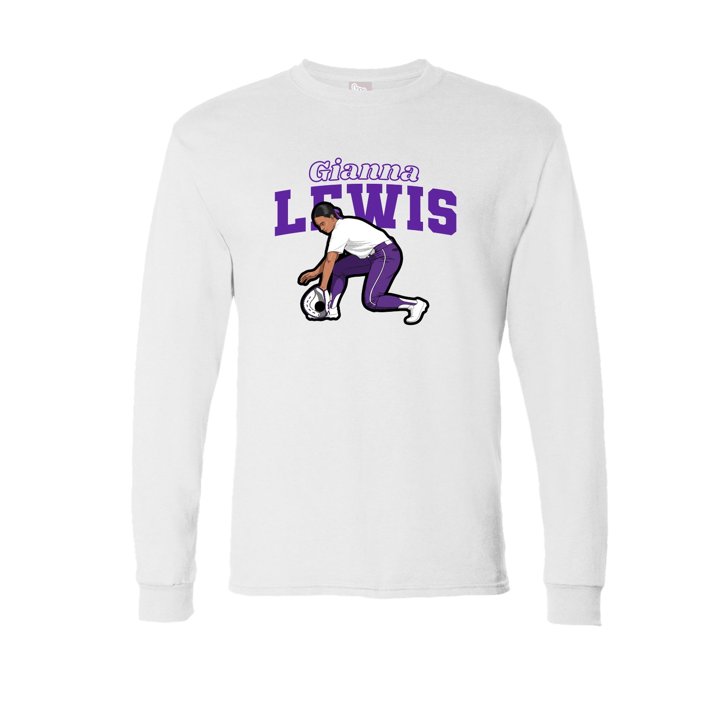 Long Sleeve Tee — Name Arch in White
