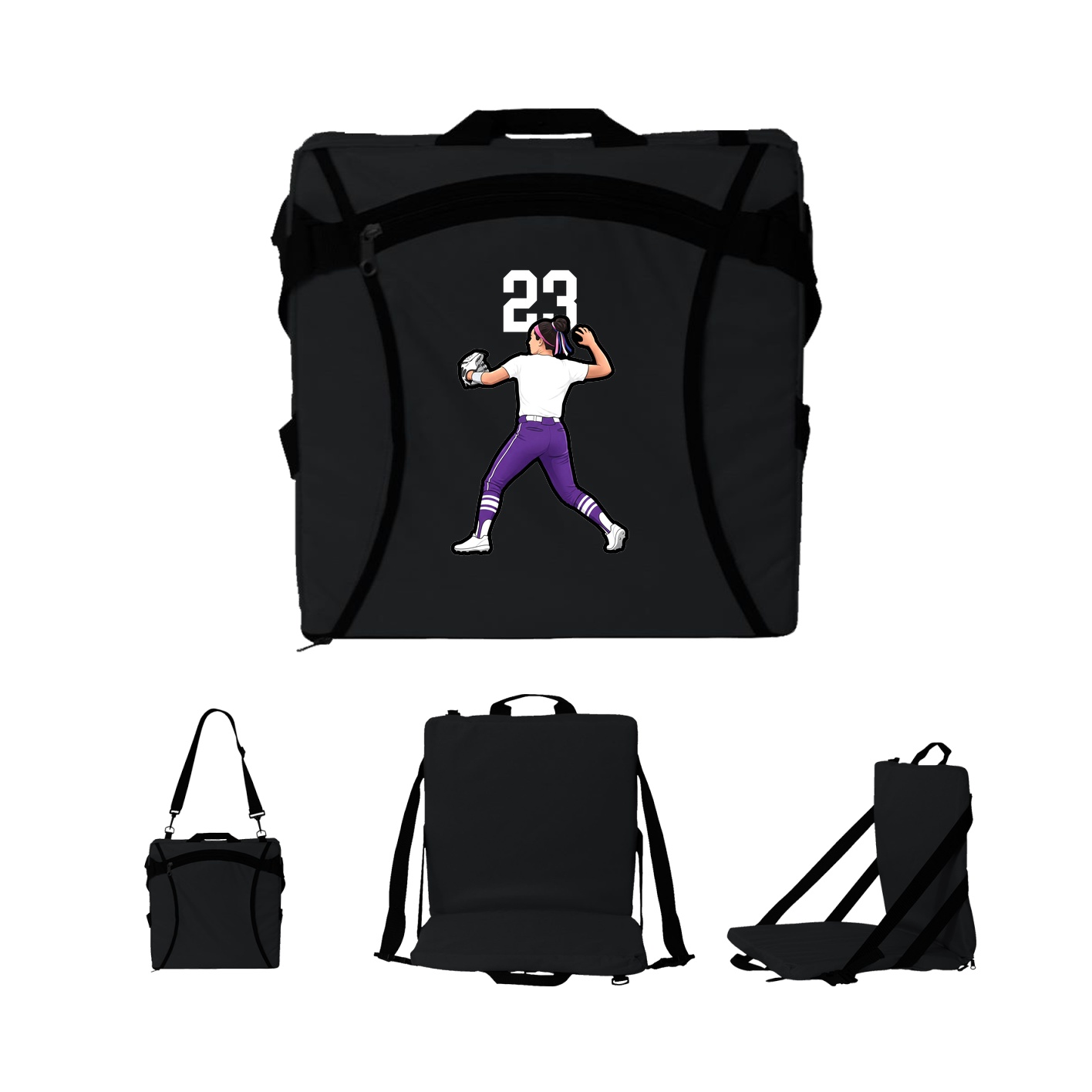 Folding Stadium Seat — Number Top in Black
