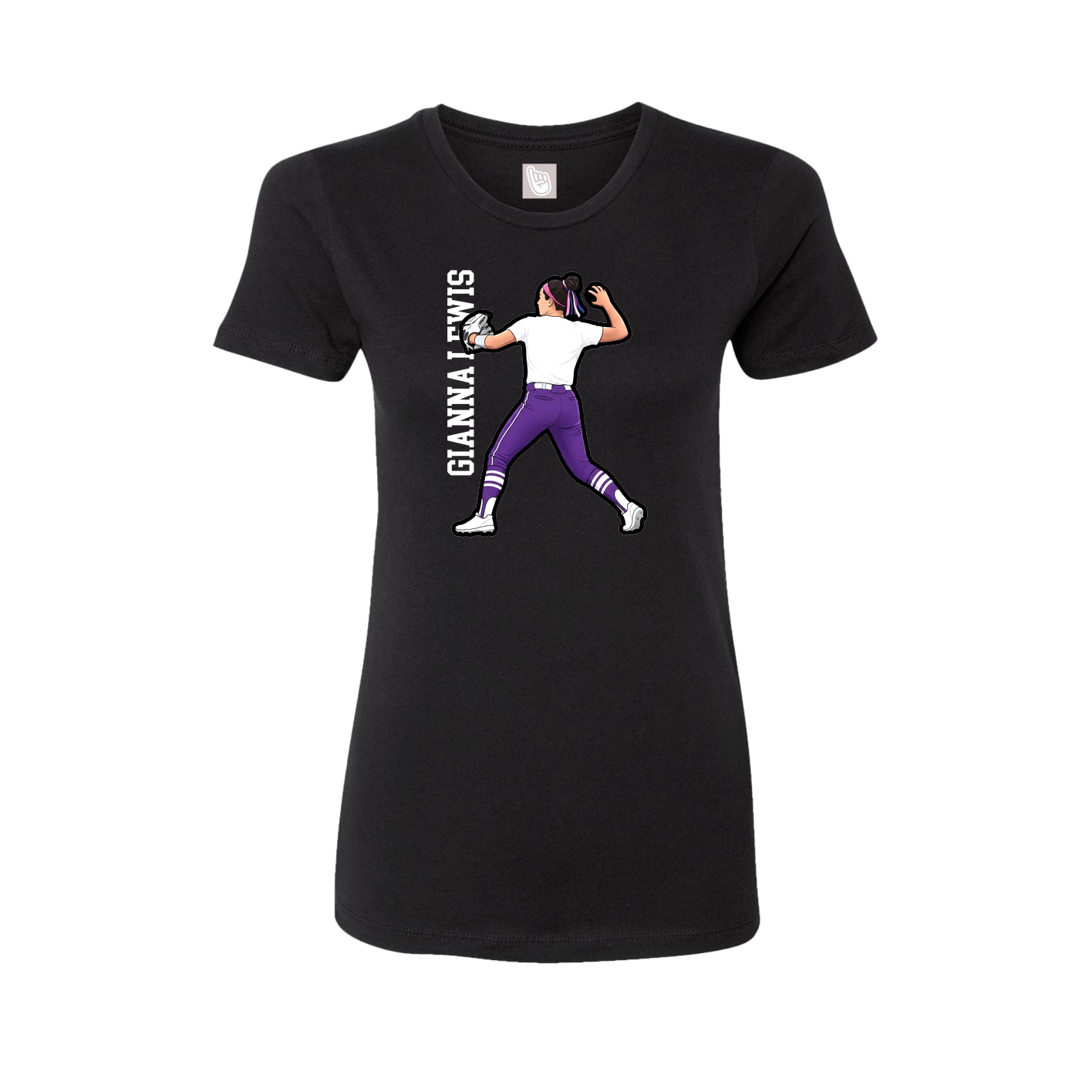 Womens Tee — Name Vertical in Black