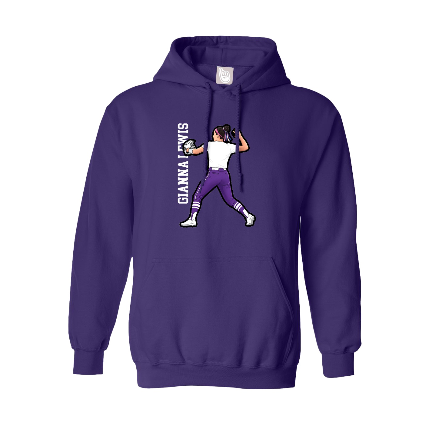 Youth Hoodie — Name Vertical in Purple