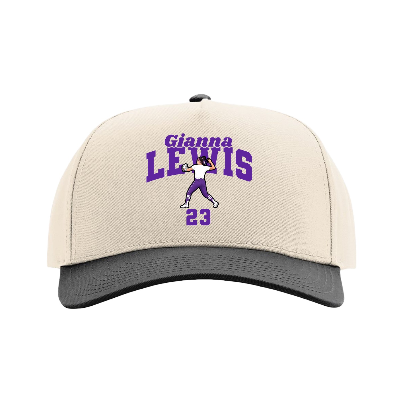 Full Fabric Five-Panel Champ Cap — Signature Arch in Cream/Black