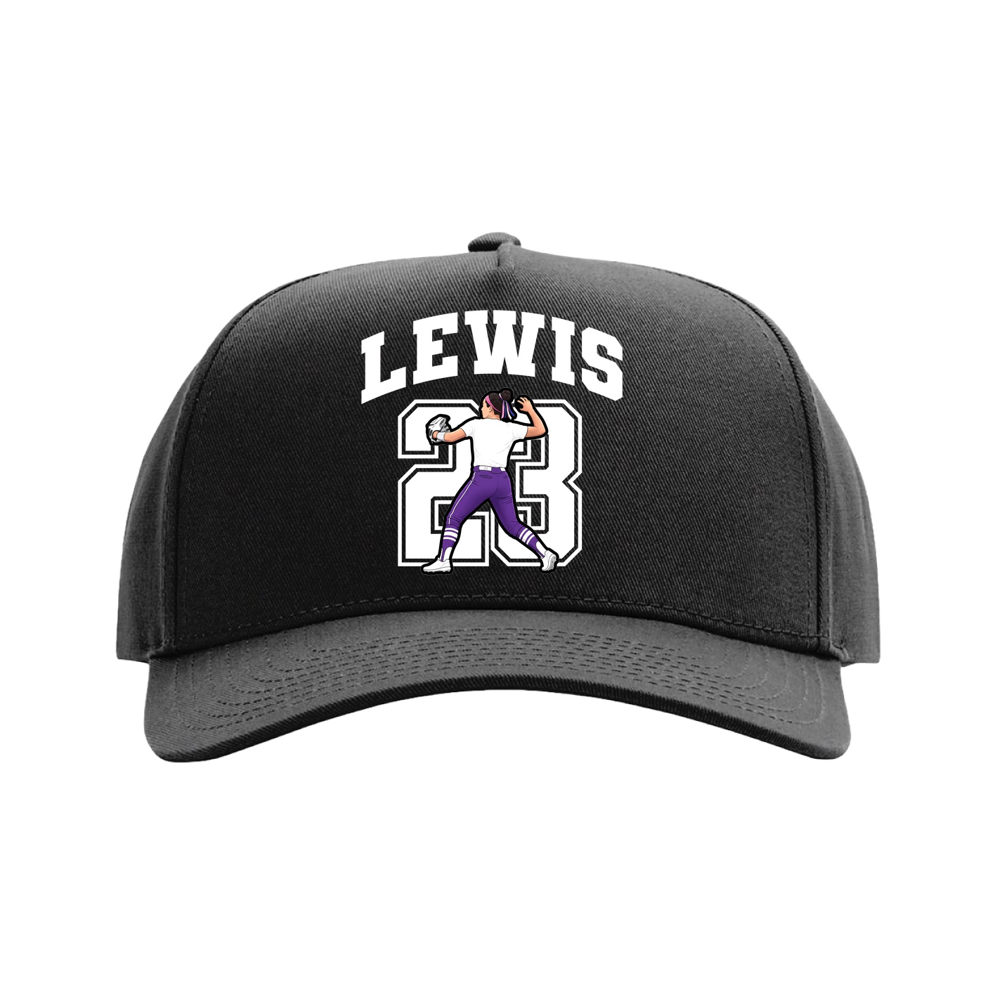 Full Fabric Five-Panel Champ Cap — Number in Black