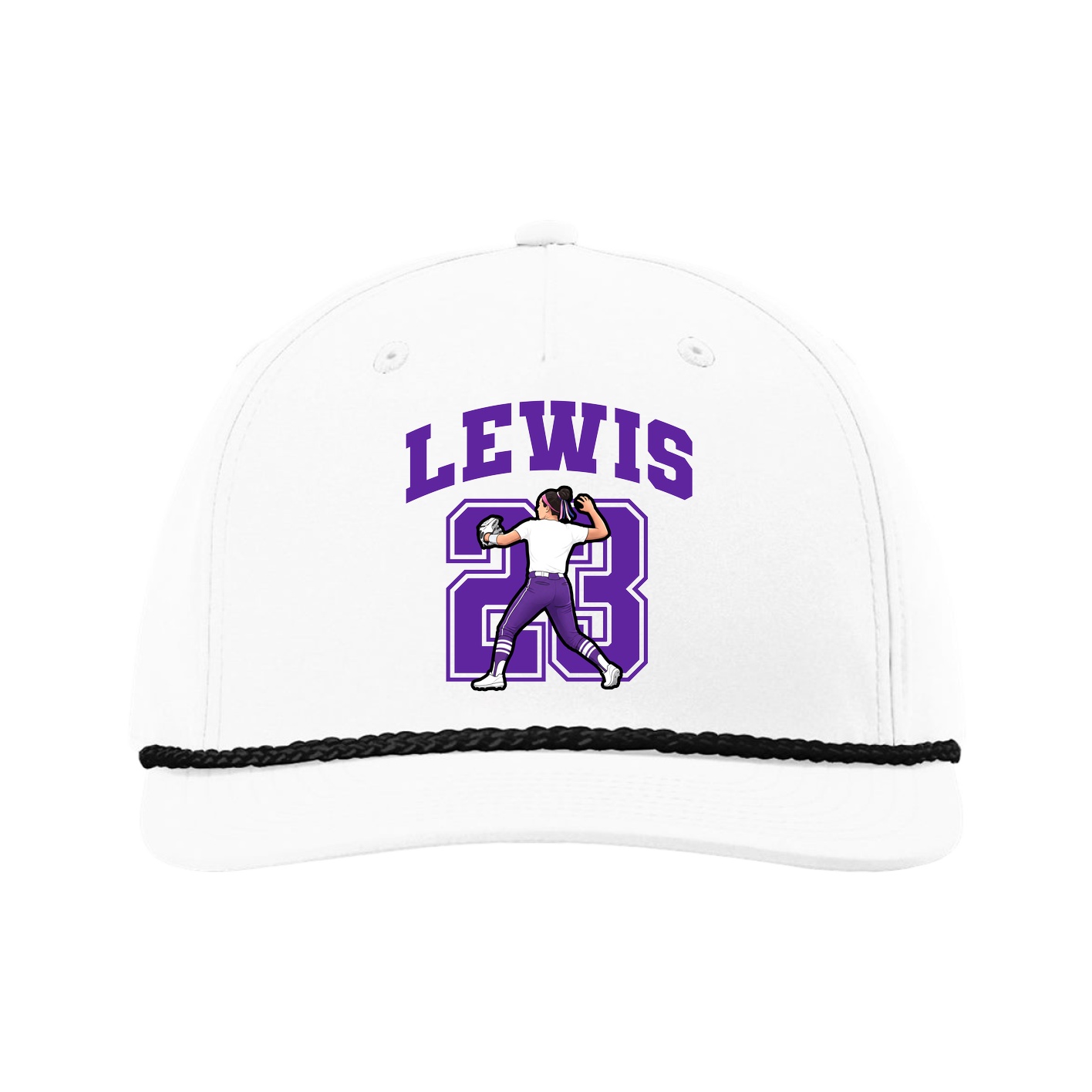 Five-Panel Classic Rope Cap — Number in White