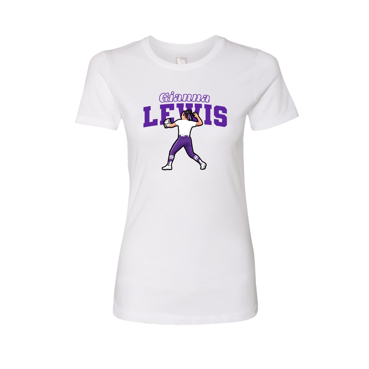 Womens Tee — Name Arch in White