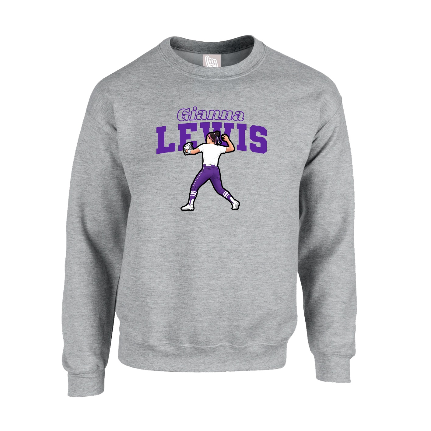 Fleece Crew — Name Arch in Grey