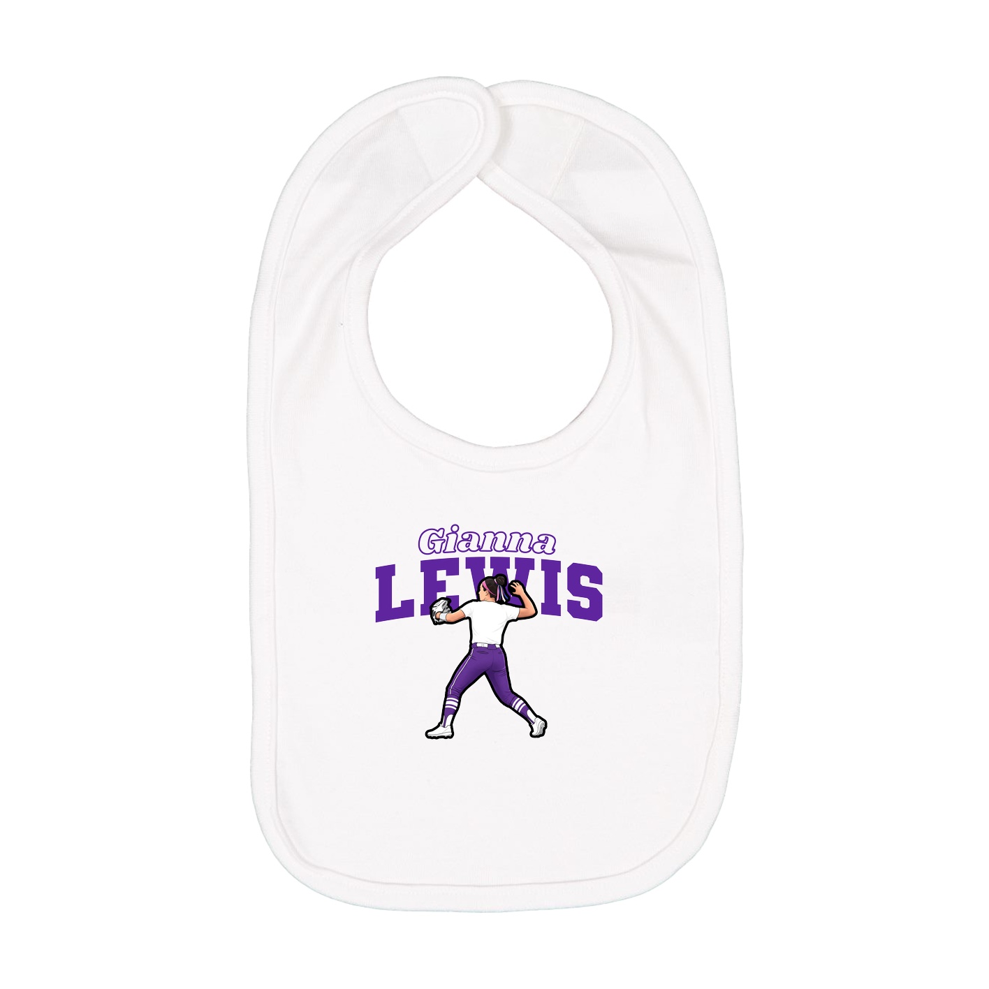 Infant Bib — Name Arch in White