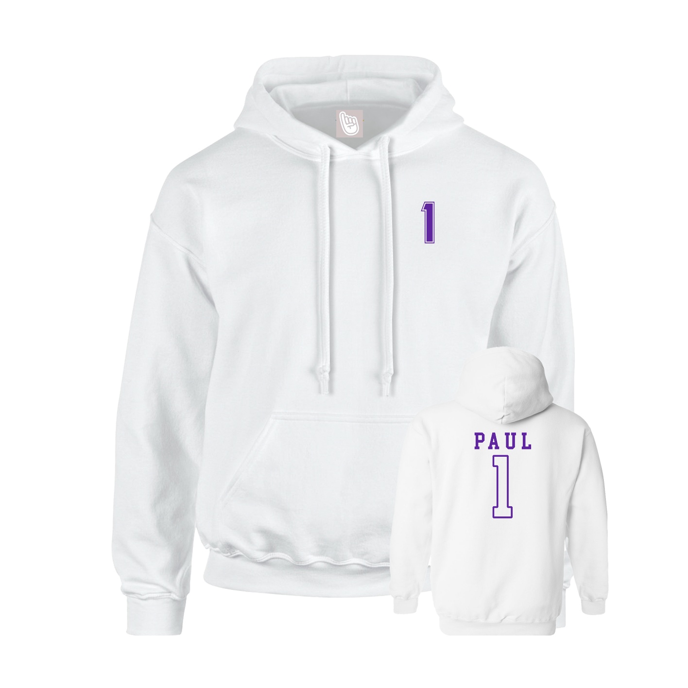 Youth Hoodie — Chest Back in White