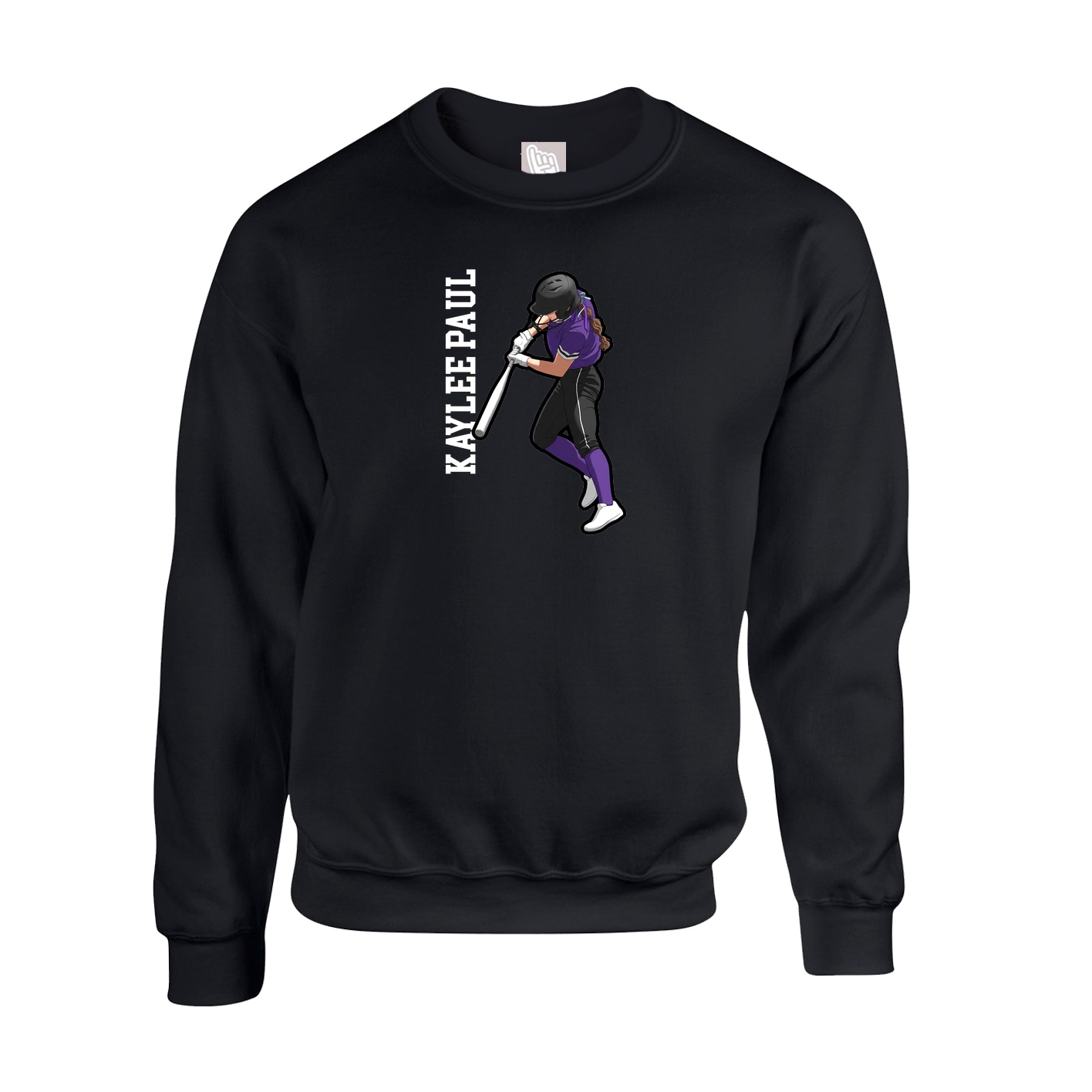 Fleece Crew — Name Vertical in Black