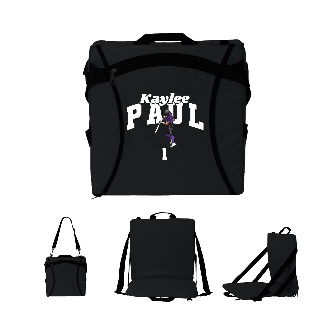 Folding Stadium Seat — Signature Arch in Black