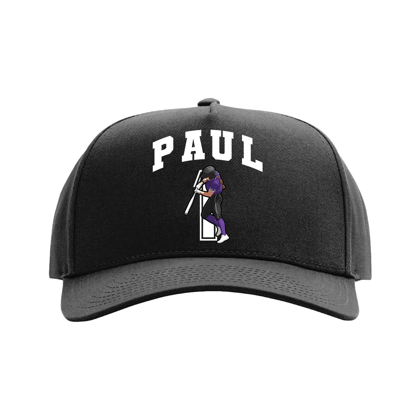 Full Fabric Five-Panel Champ Cap — Number in Black