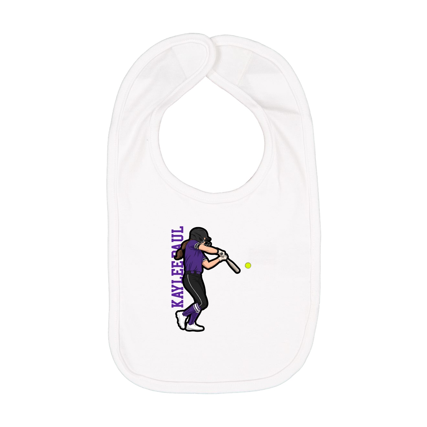 Infant Bib — Name Vertical in White