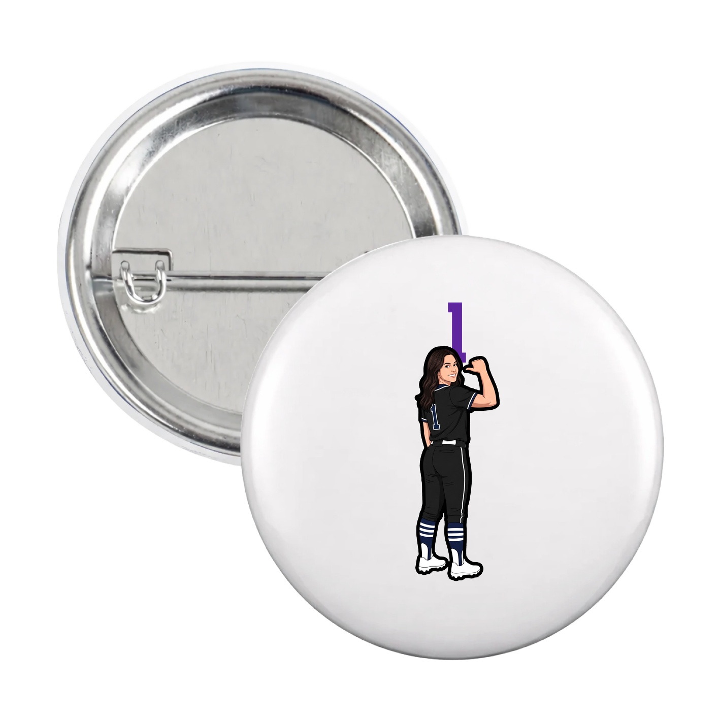 Game Day Button — Number Top in White
