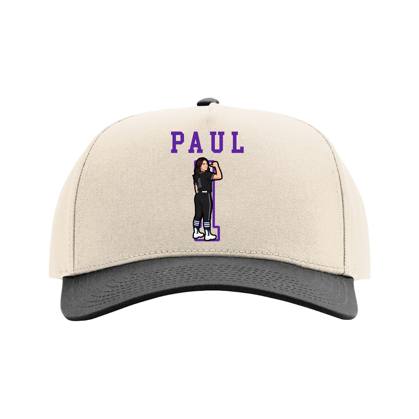 Full Fabric Five-Panel Champ Cap — Shirsey in Cream/Black