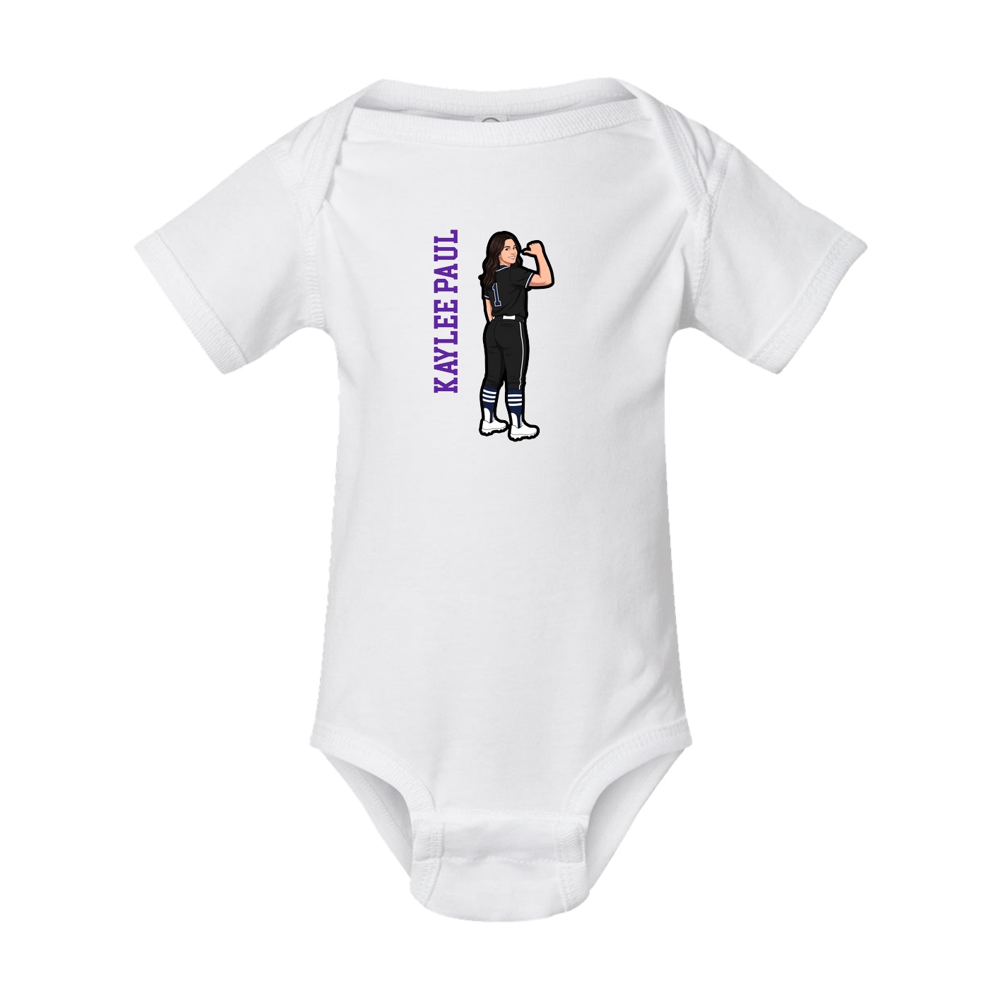 Baby Onesie — Name Vertical in White