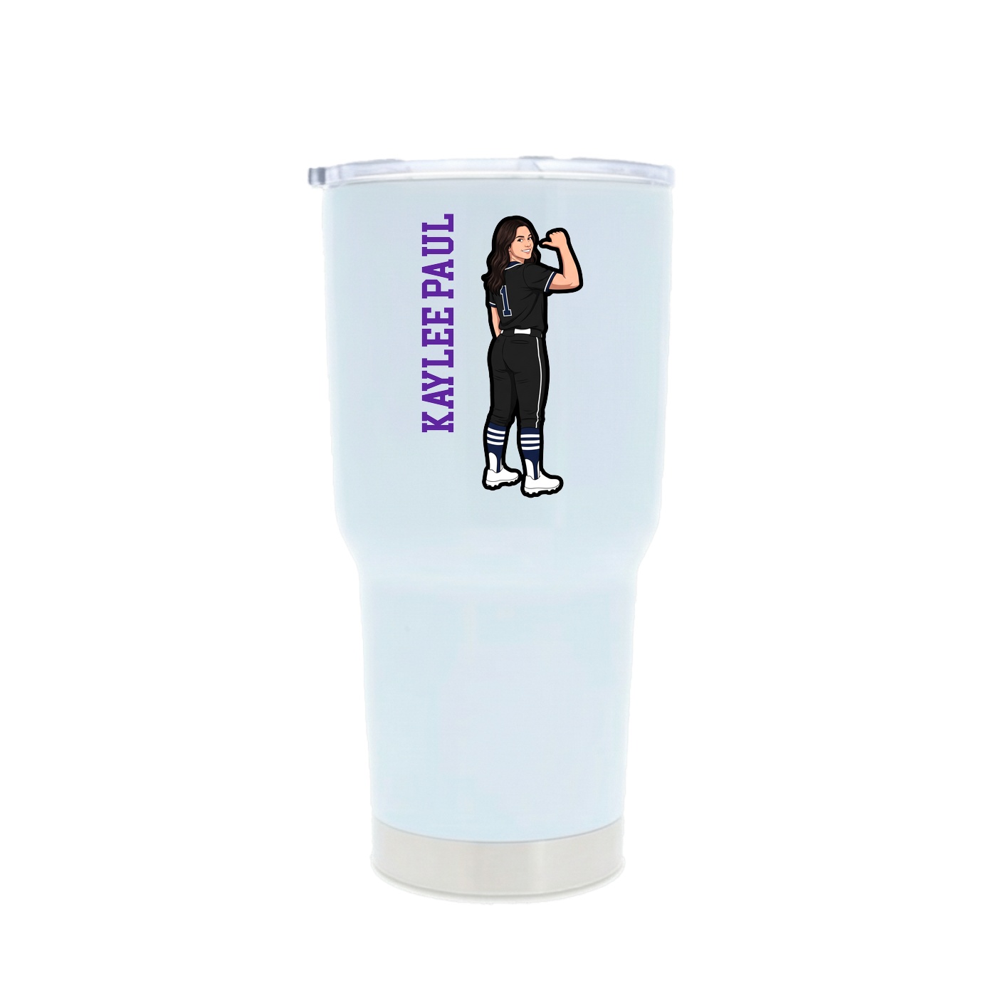 30oz Stainless Steel Tumbler — Name Vertical in White