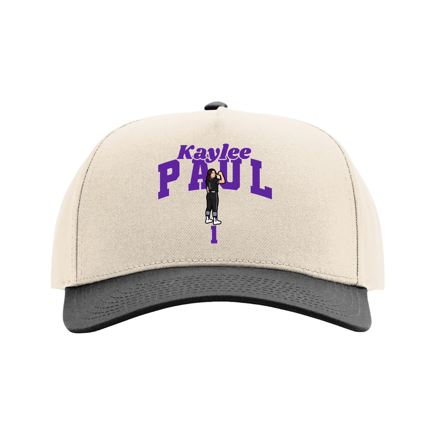 Full Fabric Five-Panel Champ Cap — Signature Arch in Cream/Black