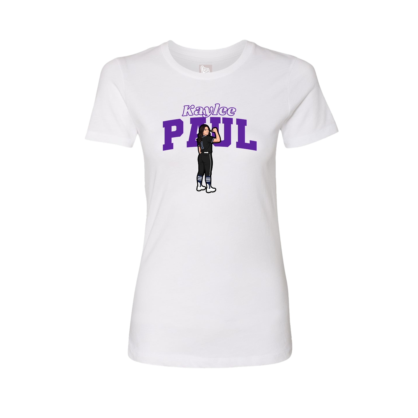 Womens Tee — Name Arch in White