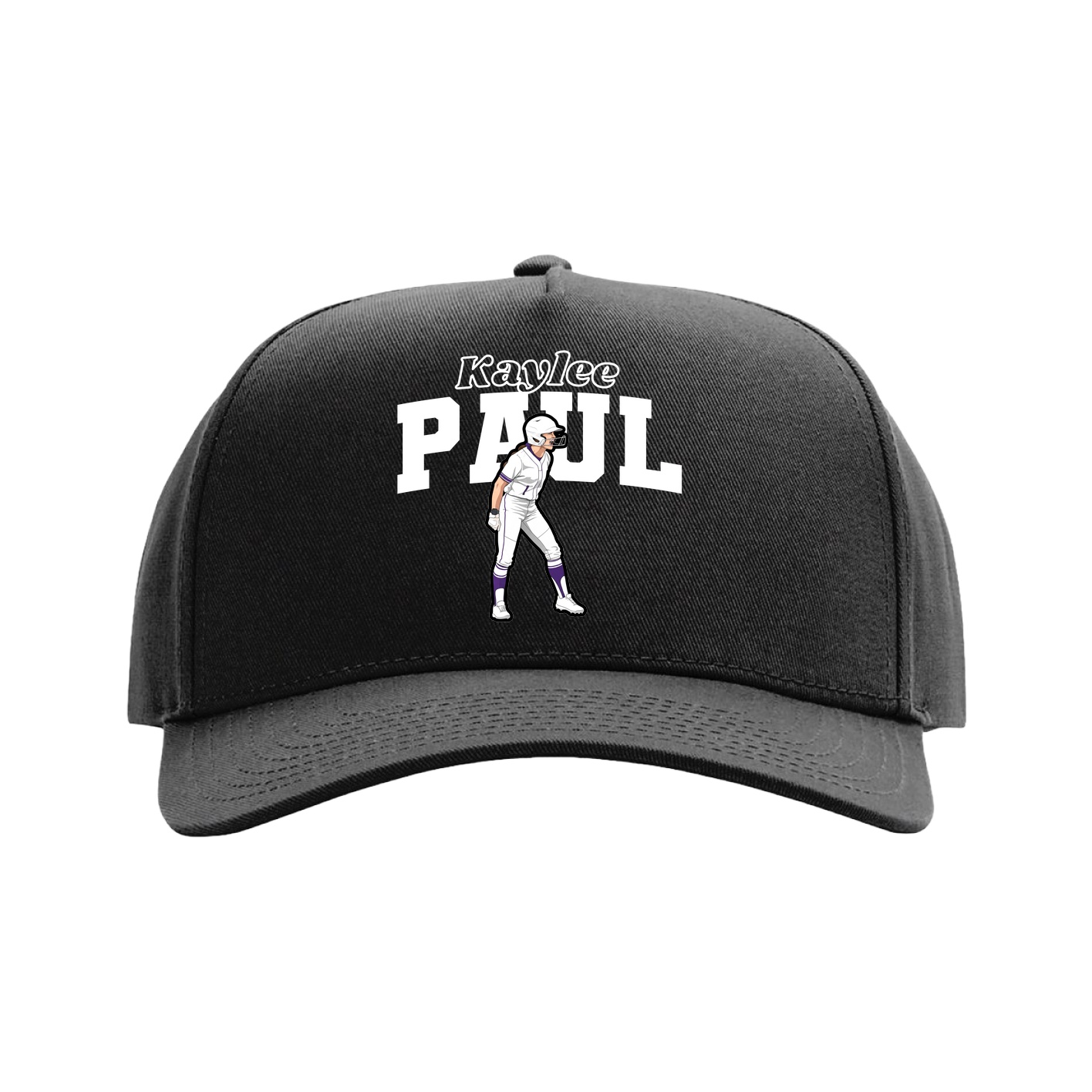 Full Fabric Five-Panel Champ Cap — Name Arch in Black