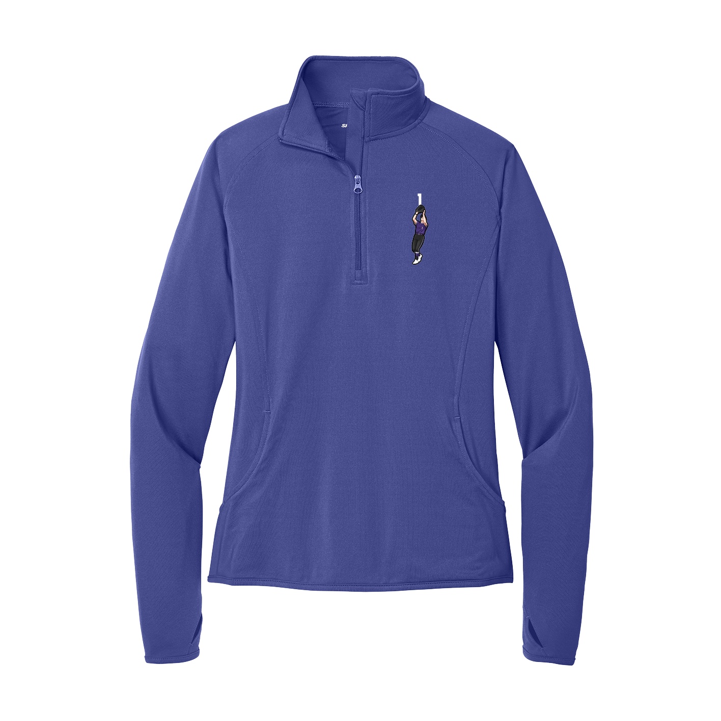Women's Q-Zip Pullover — Number Top in Purple