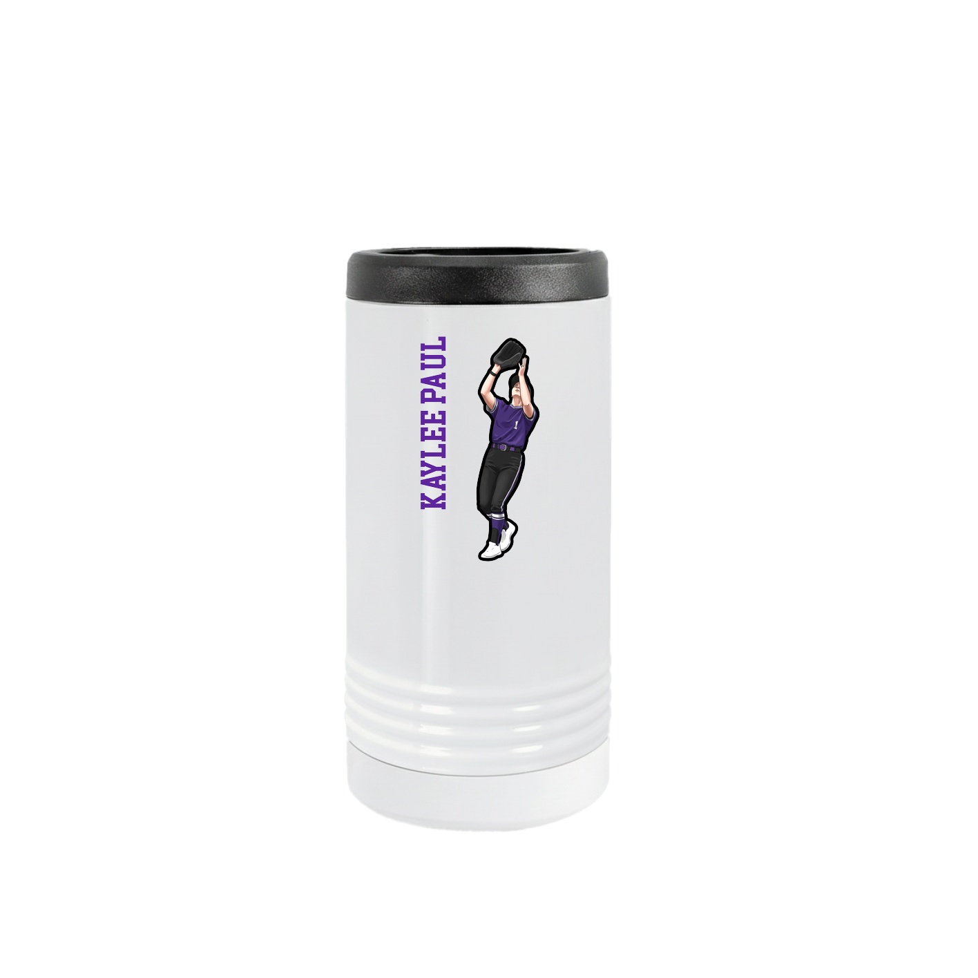 Slim Beverage Holder — Name Vertical in White