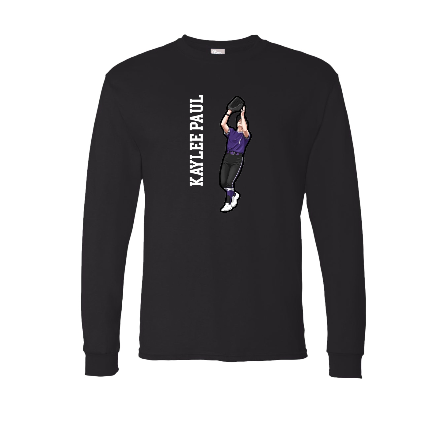 Long Sleeve Tee — Name Vertical in Black