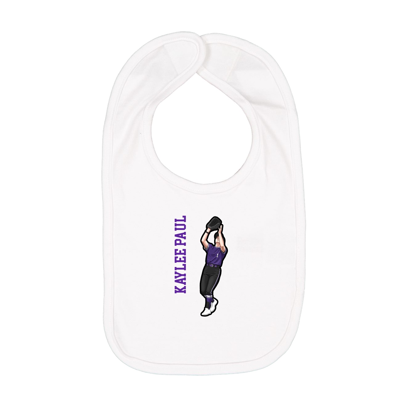 Infant Bib — Name Vertical in White