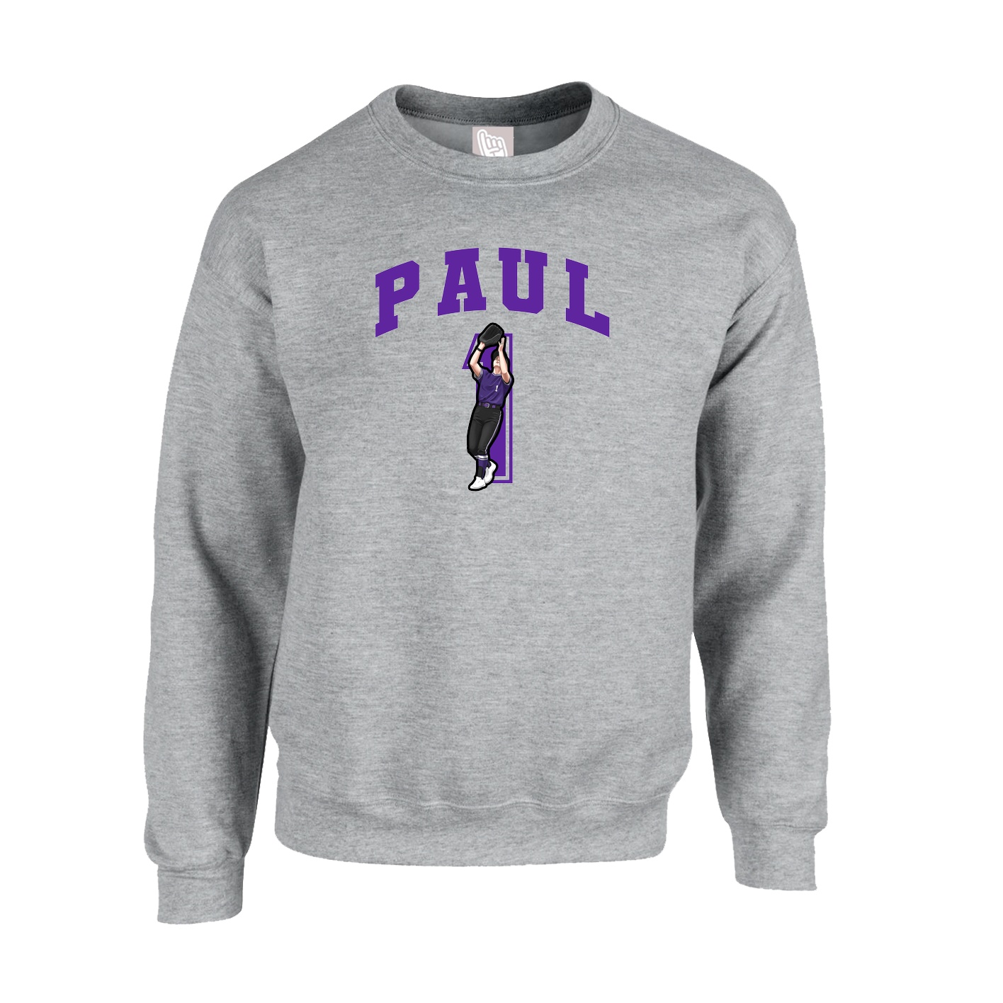 Fleece Crew — Number in Grey