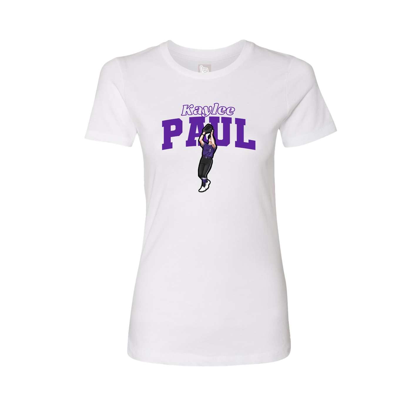 Fitted Women's Tee — Name Arch in White