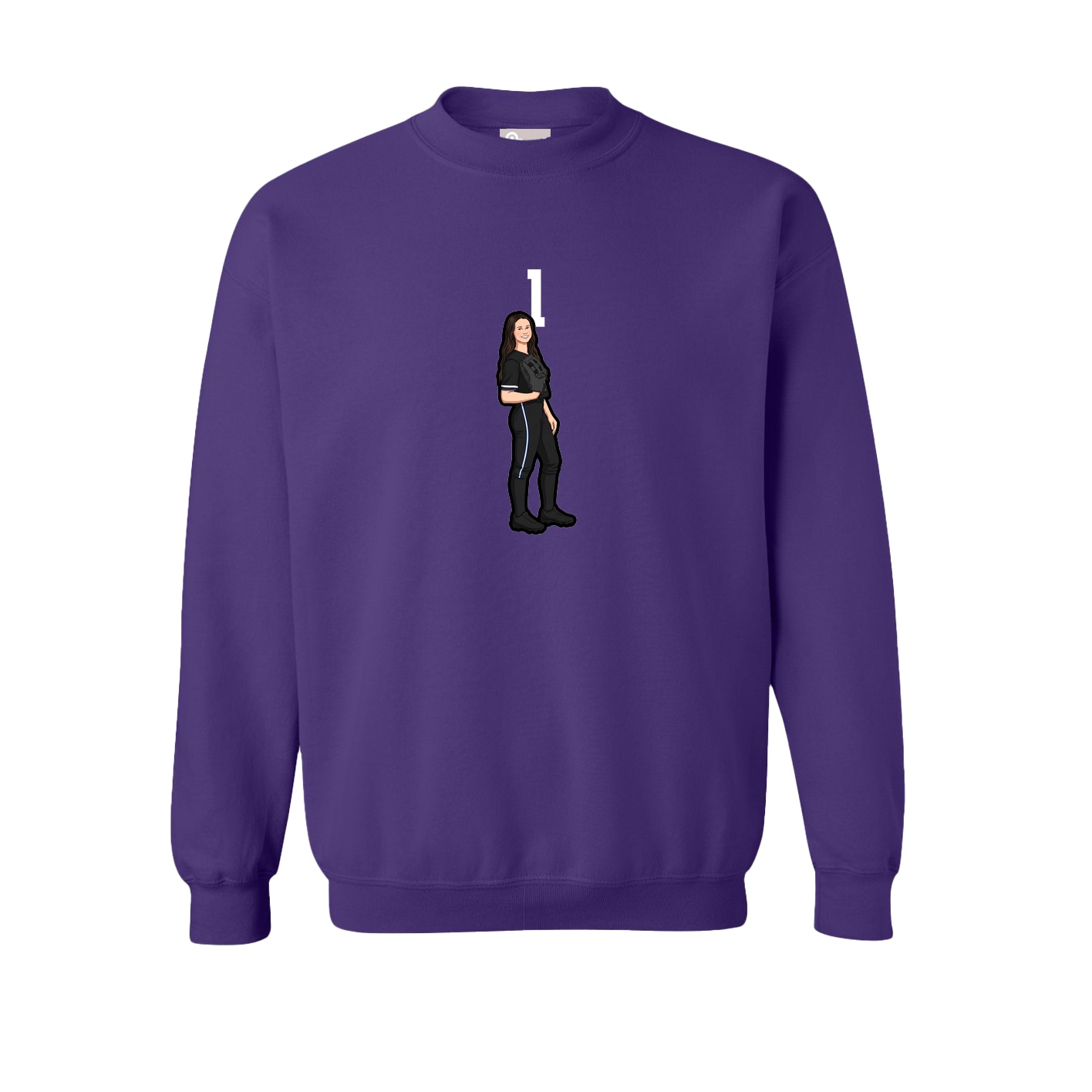 Fleece Crew — Number Top in Purple
