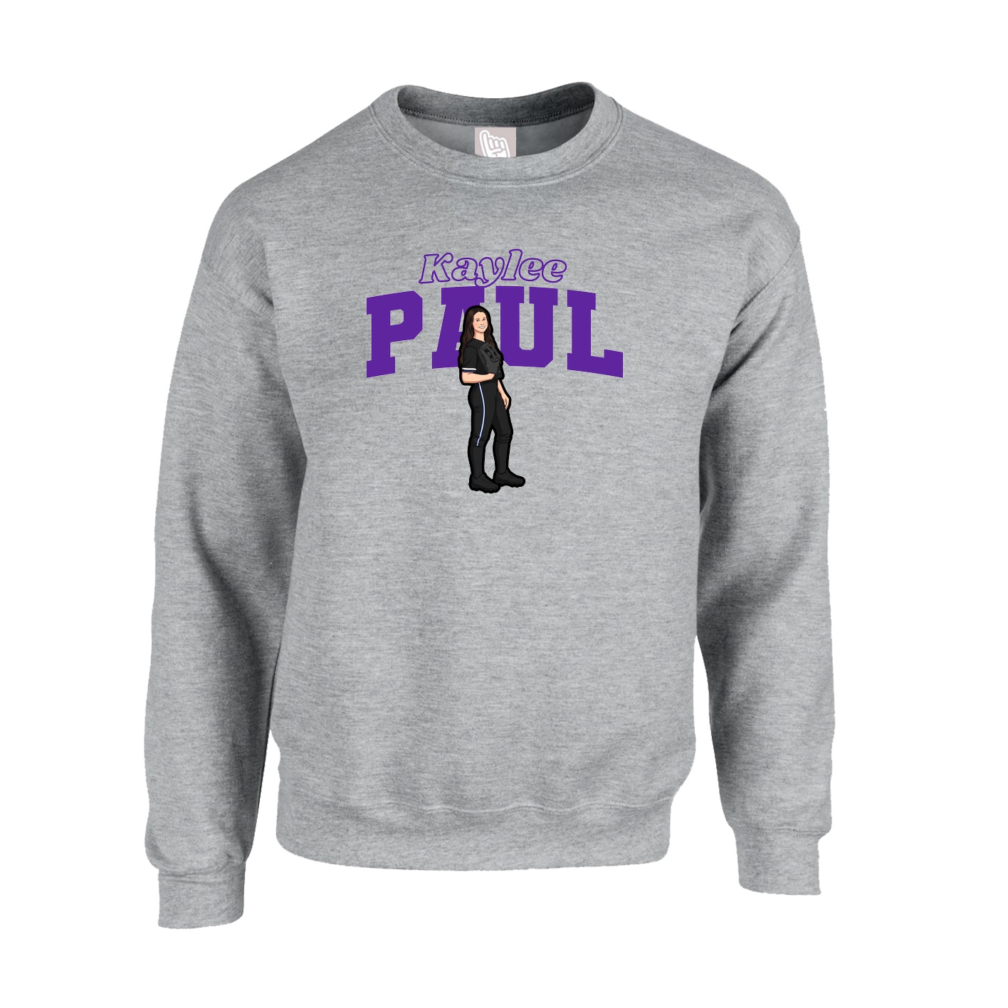 Fleece Crew — Name Arch in Grey