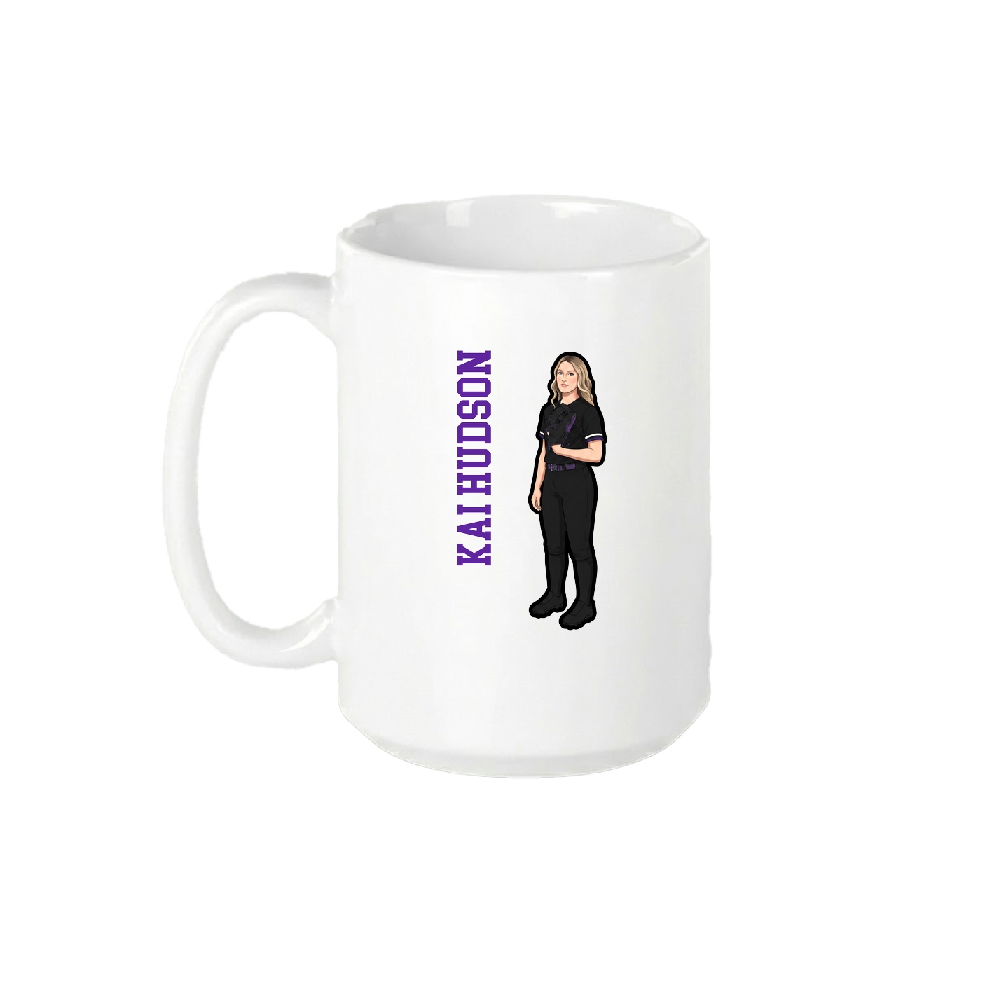 15oz Coffee Mug — Name Vertical in White