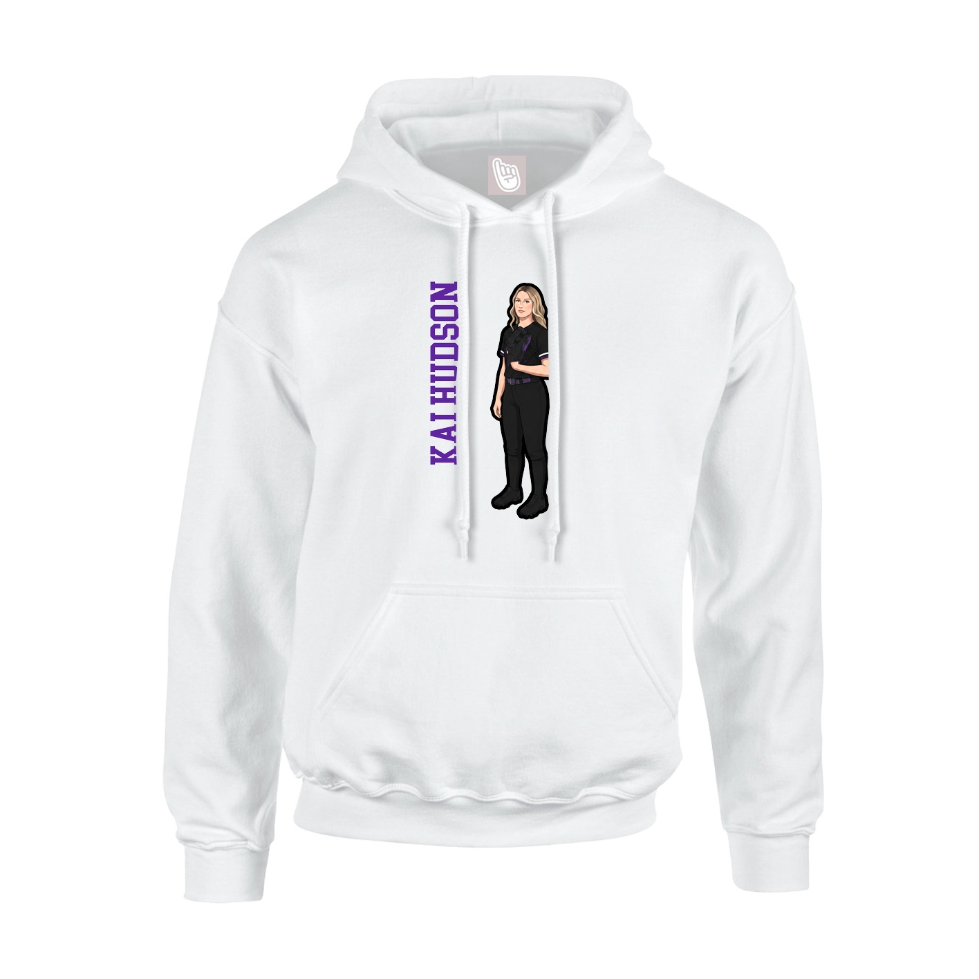 Youth Hoodie — Name Vertical in White