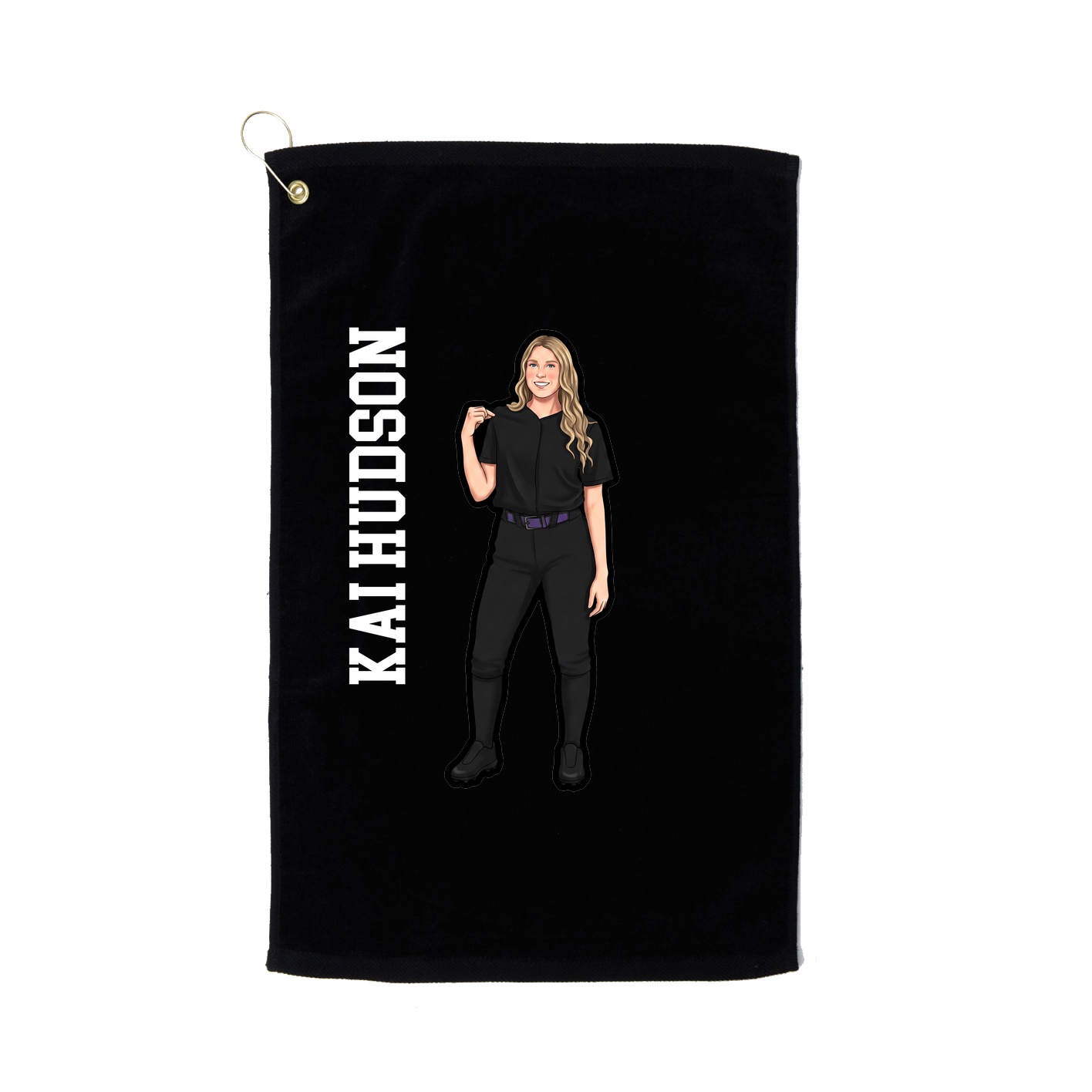 Golf Towel — Name Vertical in Black
