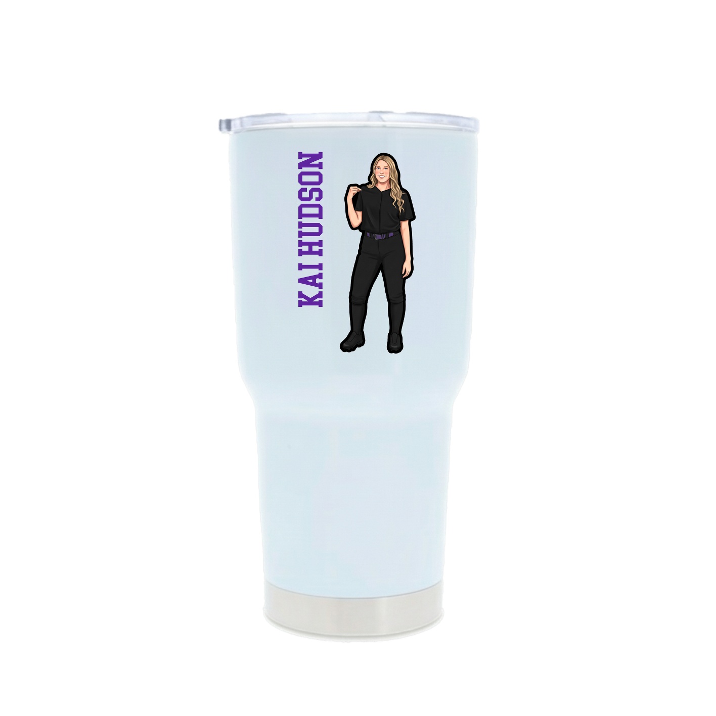 30oz Stainless Steel Tumbler — Name Vertical in White