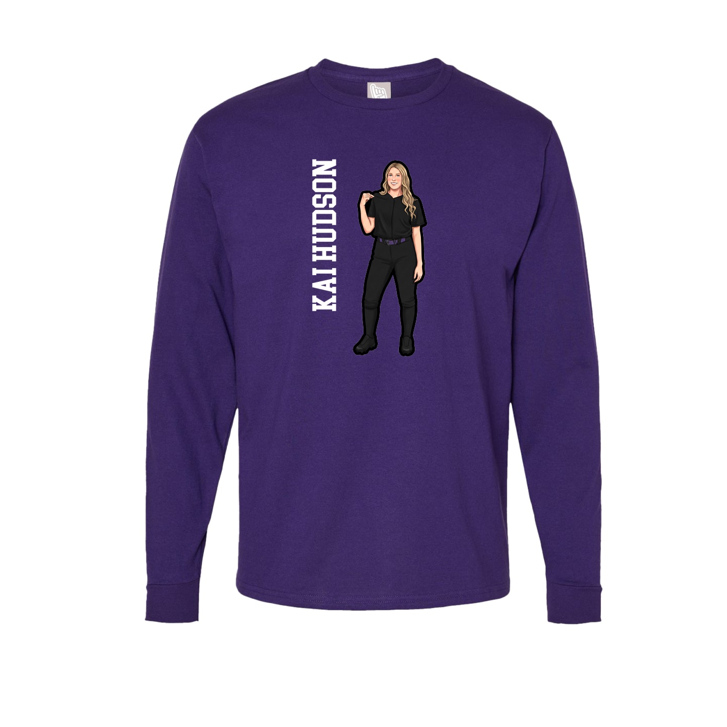 Long Sleeve Tee — Name Vertical in Purple