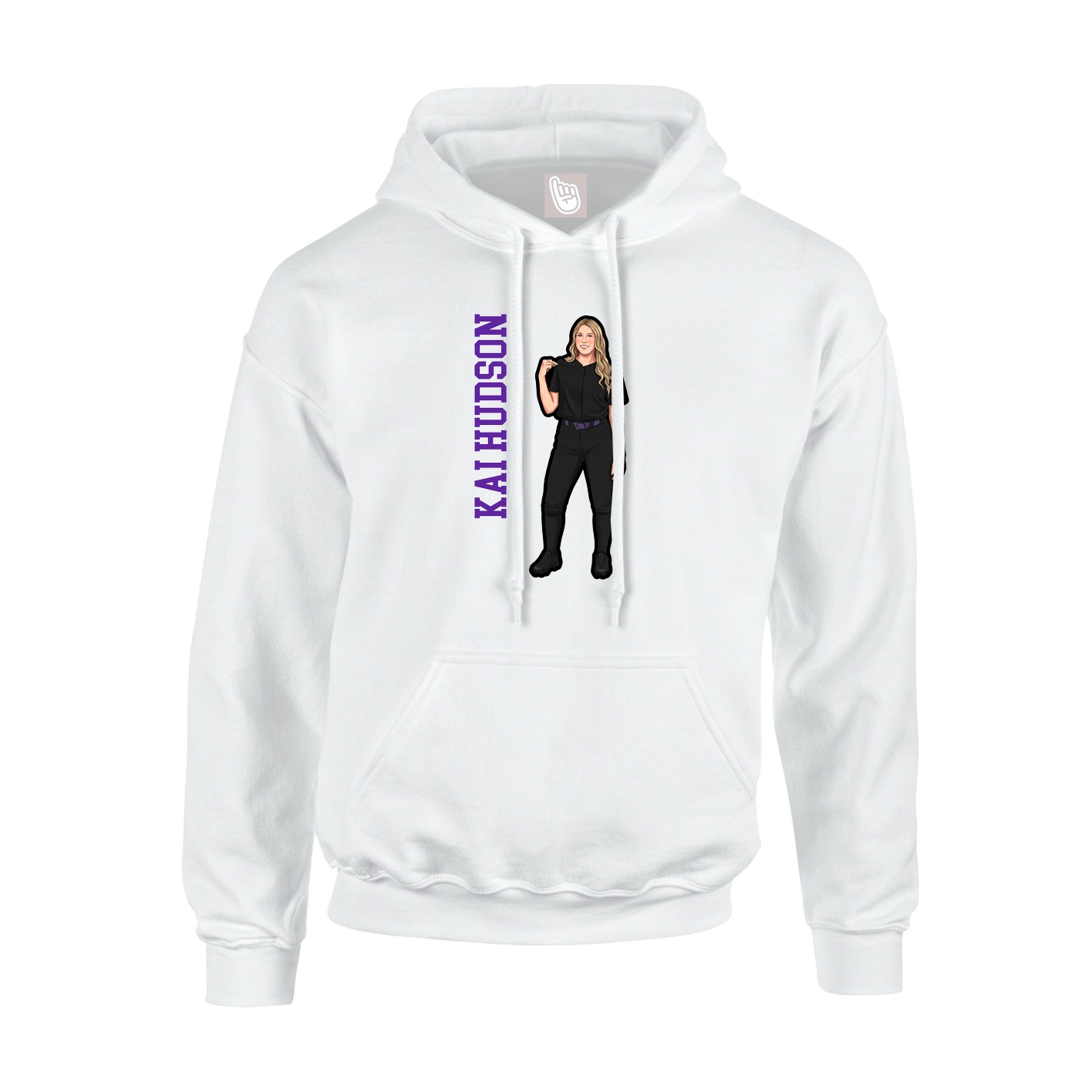 Hoodie — Name Vertical in White