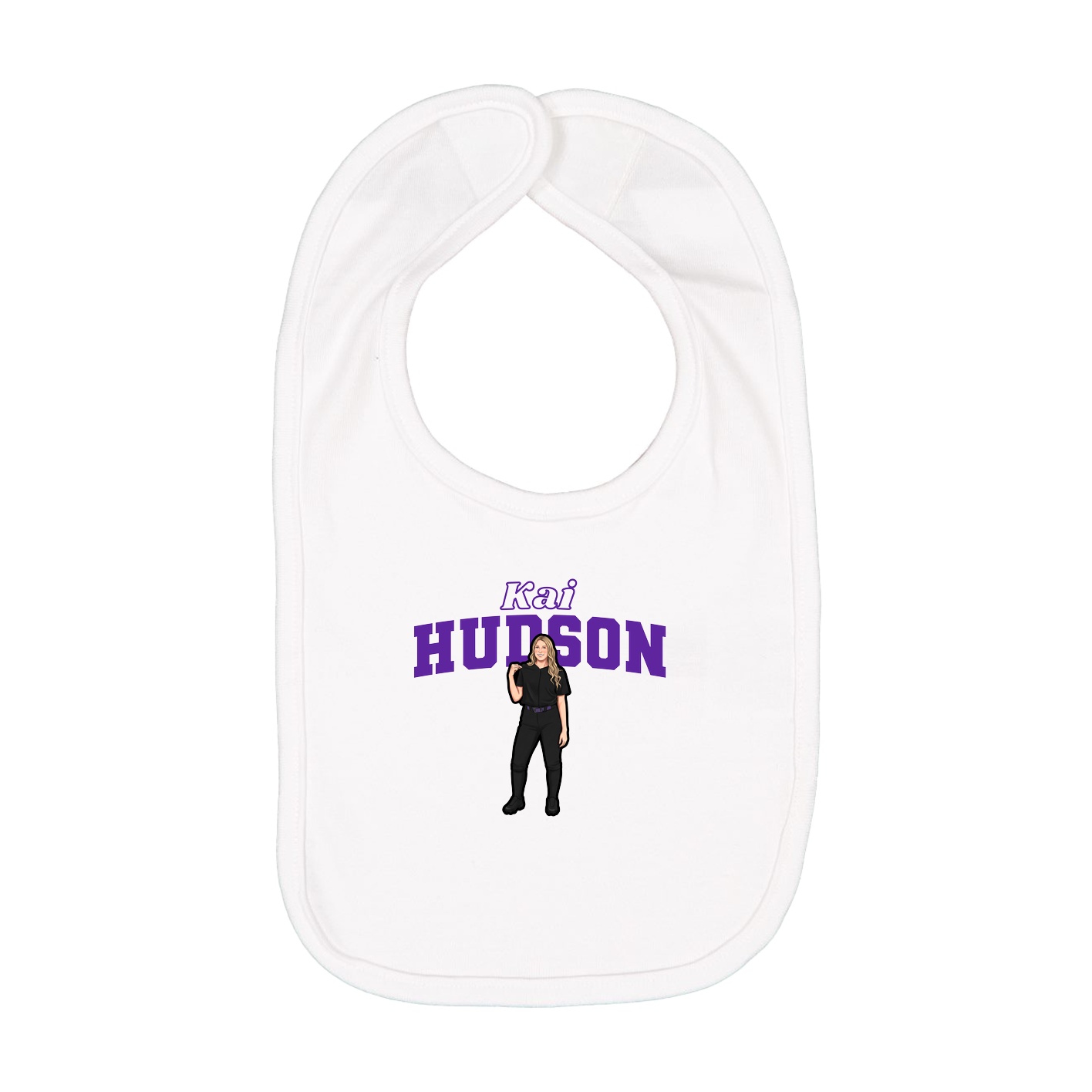 Infant Bib — Name Arch in White