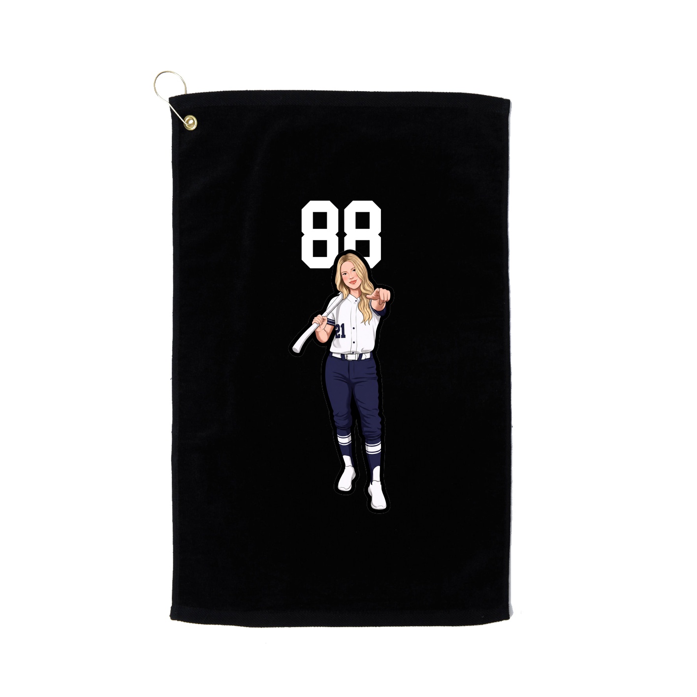 Golf Towel — Number Top in Black