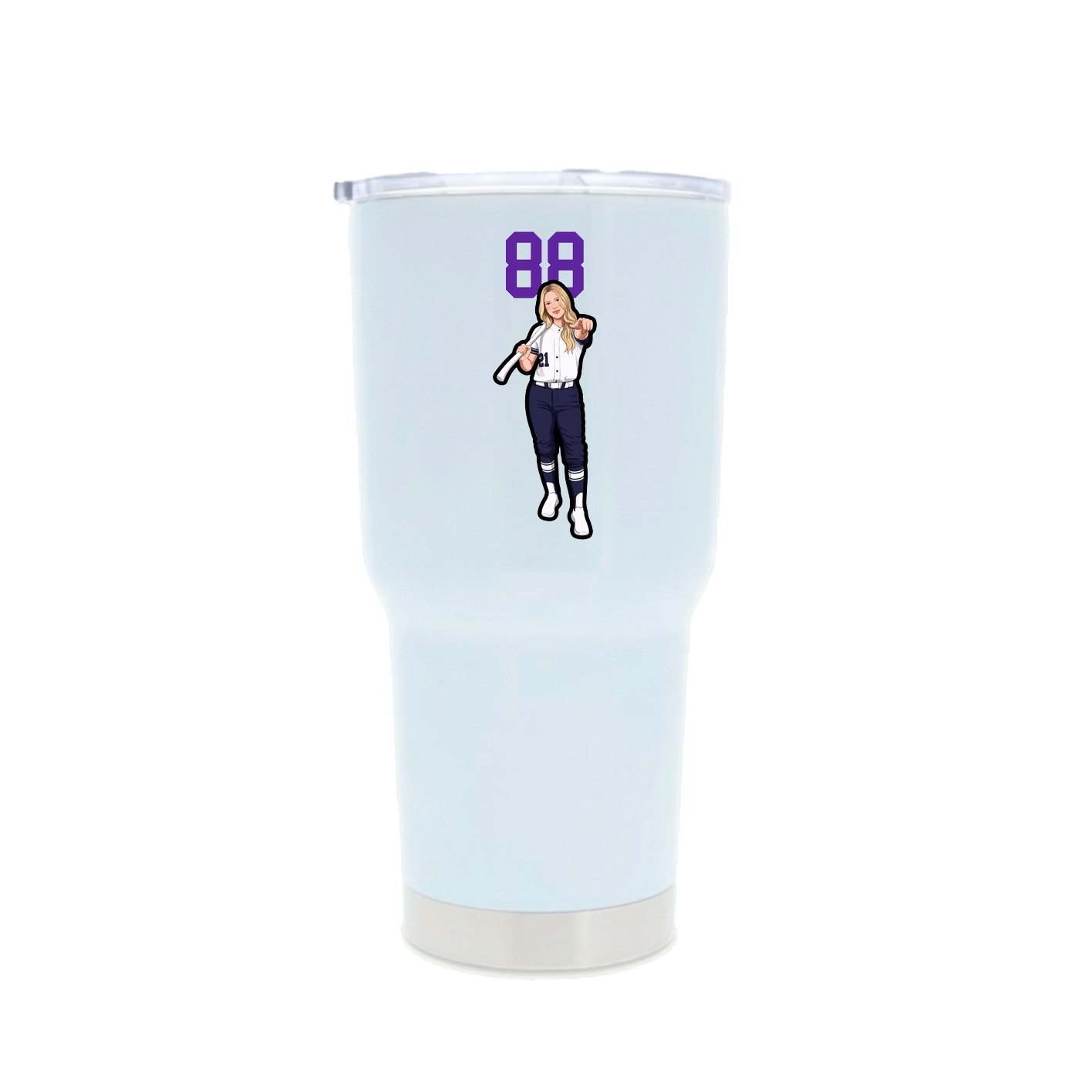 30oz Stainless Steel Tumbler — Number Top in White