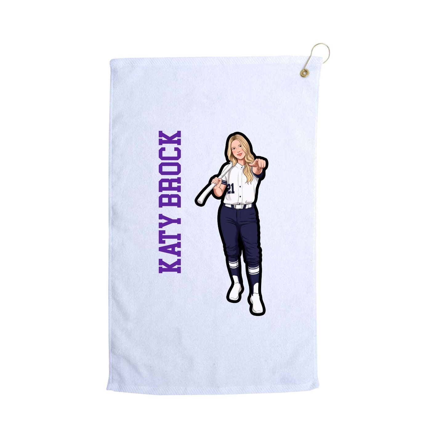 Golf Towel — Name Vertical in White