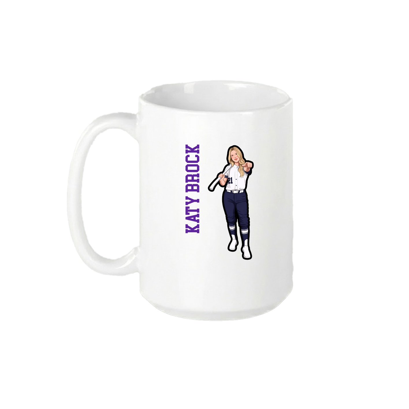 15oz Coffee Mug — Name Vertical in White